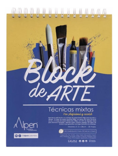 Block De Arte Técnicas Mixtas Sketch 200gr Alpen Color Blanco