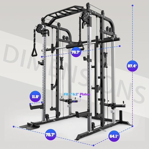 Smith Machine, Estante Multifuncional Con Barra Smith