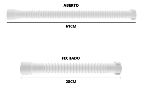 Kit Branco Sifão Universal + Válvula 7/8 + Engate 40cm