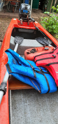 Canobote Largo 3.85mt 2 Tambuchos Motor 15hp Chalecos Remos
