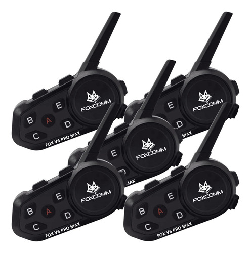 Pack X5 Intercomunicador Bluetooth Fox V6 Pro Max P/moto