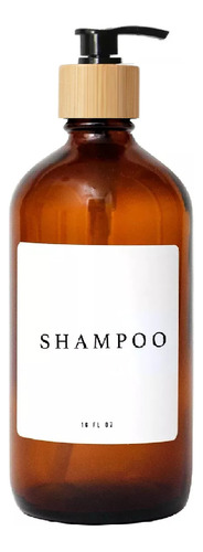 Dispensador Para Baño Vidrio Ámbar Bamboo Shampoo 500ml 