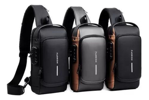 Shoulderbag Media Trasnversal Resistente Porta Usb Antifurto Cor Ferrugem