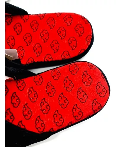 Pantufa Chinelo De Quarto Nuvens Akatsuki Oficial Naruto (Preto,  br_footwear_size_system, adult, numeric_range, numeric_33, numeric_35)