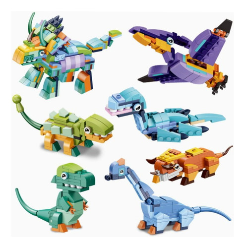 Bloques De Construcción Dinosaurios Para Armar 6 En 1.f