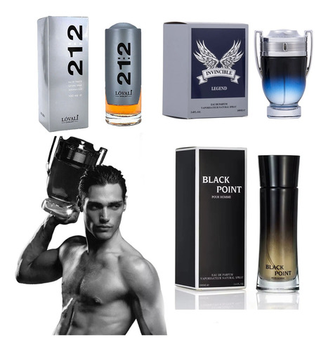 3pk 100ml Perfume Hombre 212 Men Invincible Black Point