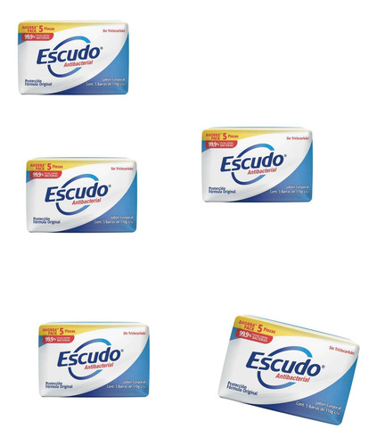 Escudo Antibacterial, Jabón Protección 5 Barras 110gr 5pack