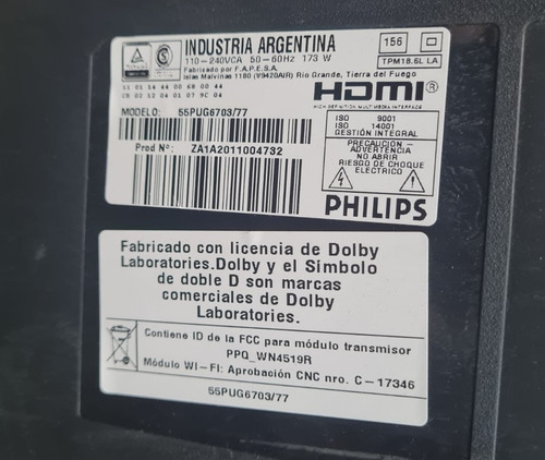 Panel Ambilight Philips 55pug6703/77 Original