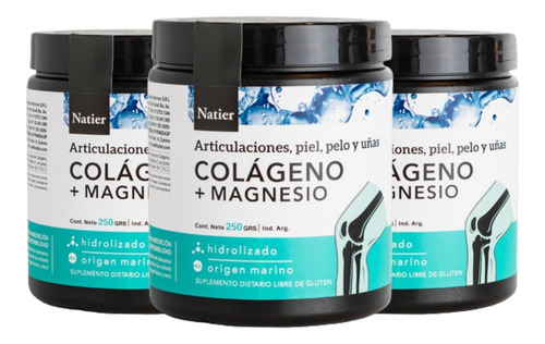 Colageno + Magnesio En Polvo Natier - 3 Unidades