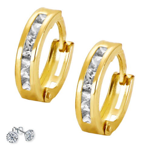 Aretes Huggie Arracadas Bebé Niña Oro 10k Sólido Mujer 10mm