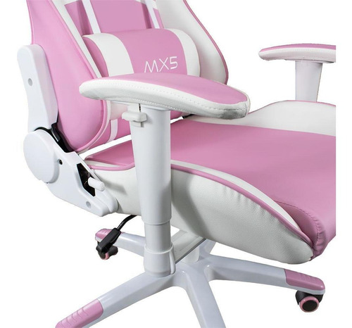 Imagem 5 de 10 de Cadeira Gamer Mx5 Giratoria Branco E Rosa - Mymax