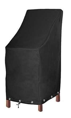 Cubierta Alta Silla Patio Impermeable, Negra - 1 Pack.