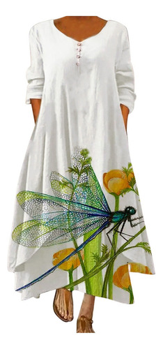 Yo) Women's Dress F2 Long Sleeve V-neck Floral Print Ire