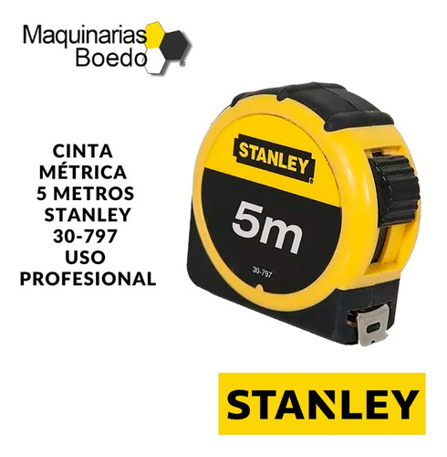 Cinta Métrica 5 Metros Fleje 19mm 30-797 Profesional Stanley