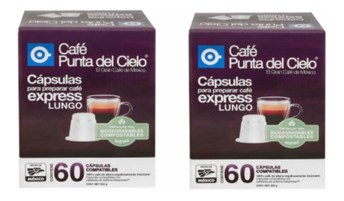 120 Cápsulas Express Lungo Café Punta Del Cielo Nespresso | Envío gratis