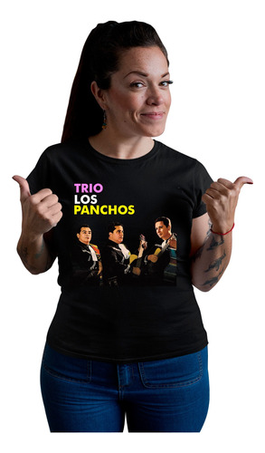 Playera Trio Los Panchos De Algodón Color Negro Vintage