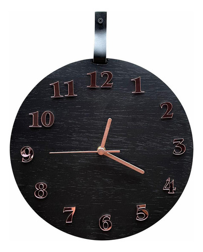 Relógio De Parede Decorativo Moderno Preto E Rosê