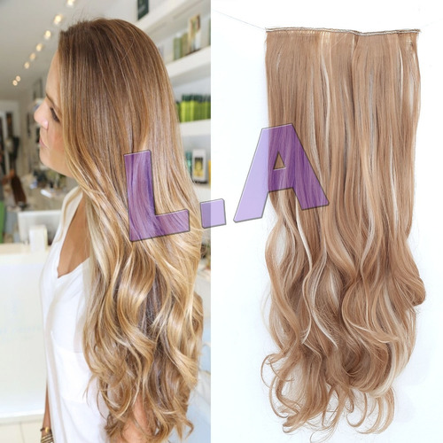 Aplique Cabelo Fibra Orgânica Loiro Mel Com Mechas Claras