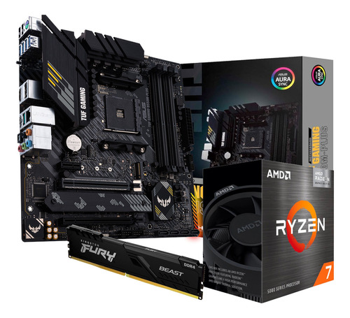 Kit Placa Mãe Asus Tuf B550m Plus Ryzen 7 5700g 8gb Fury