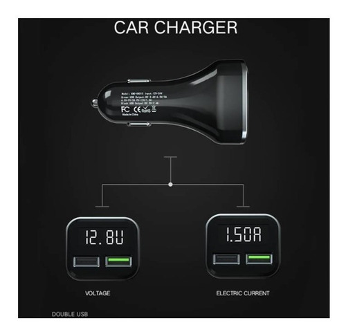Voltímetro-cargador Doble Usb Para Carro