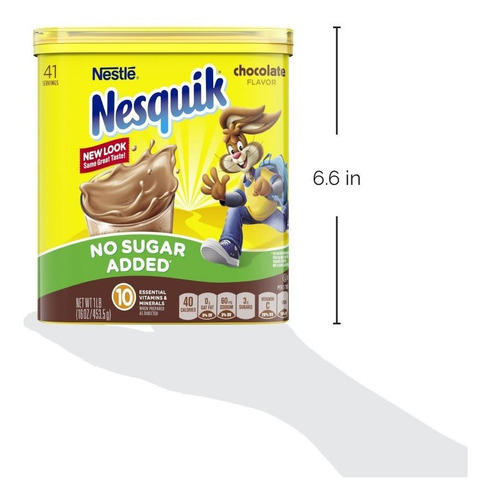 Imagen 5 de 6 de Nesquik Chocolate En Polvo, Sin Azúcar Añadido, De 16 Onzas