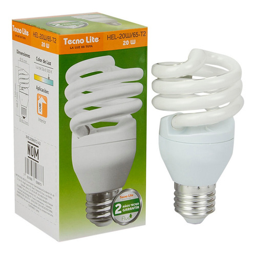 Foco Fluorescente En Espiral E27 Luz De Dia 18w Tecnolite