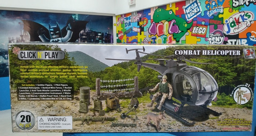 Set Military Attack Combat Helicopter Click N` Play Original