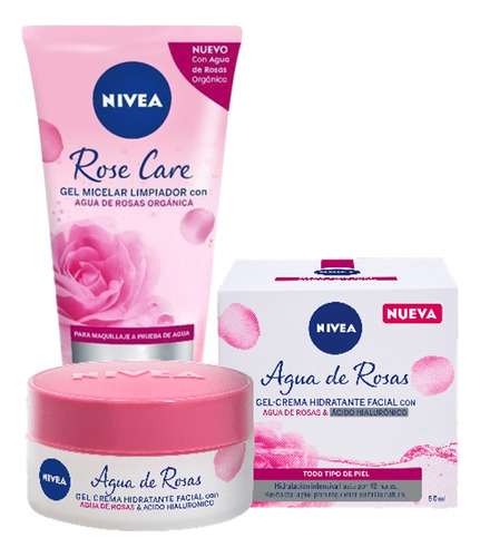 Kit Nivea Rose Care Pieles Mixtas Limpieza + Hidratación 