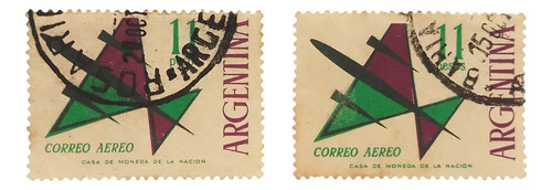Lote De 10 Sellos Aviones Estilizados, Argentina, 1963, 1973