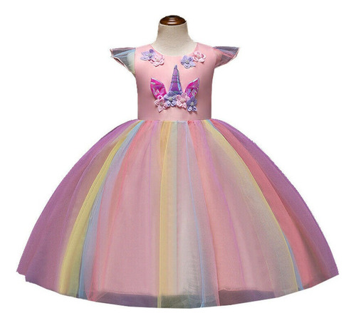 Vestido De Unicornio Para Niña, Diseño De Flores, Tutú, Fies