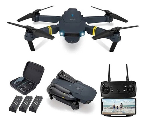 Drone E58 Con Cámara Hd Negra 2.4ghz 3 Baterías