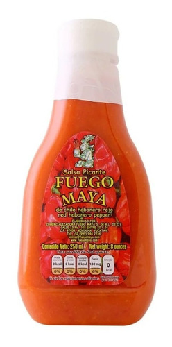 Salsa De Habanero Rojo Fuego Maya 250 Ml Caja De 8pz