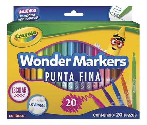 Marcador Para Colorear Delgado 20 Pzs Wonder Markers Crayola