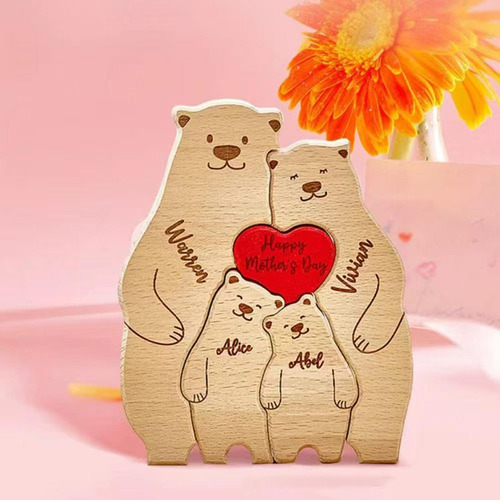 Familia De, Rompecabezas De Arte De Madera, Regalo De 3
