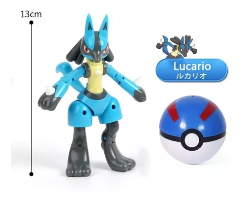 Brinquedo Pokemon Lucario Articulado Pokebola Tamanho Real