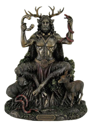 Escultura Dios Celta Del Bosque Cernnunos Con Baño De Bronce