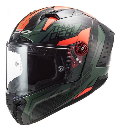 Casco Para Moto Chase Carbono Verde Naranja