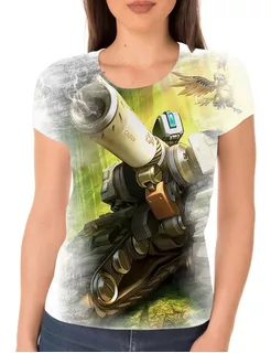 Camisa Camiseta Feminina Overwatch Bastion Jogo Em Alta 1