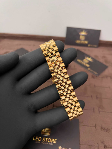 Pulseira Rolex Aço Titanium Banhado Ouro 18k, Frete Grátis