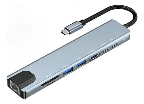 comprar Adaptador Hub 8 En 1 Tipo C, Ethernet, Hdmi, Usb, Sd, Td