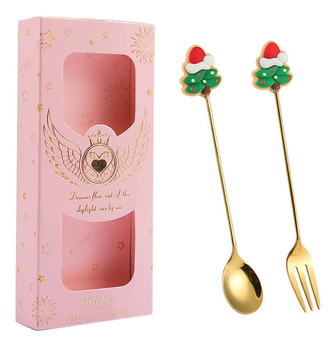 Juego De Tenedores De Cucharas Navideñas, Árbol Rosa