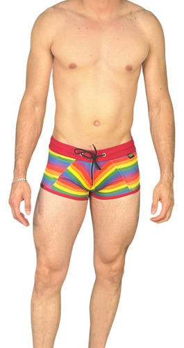 Boxer De Baño Retro Adrenaline Hombre Sunga Corto Arcoiris