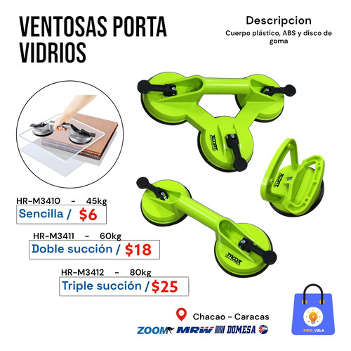 Ventosas Porta Vidrio Sencillo Doble O Triple