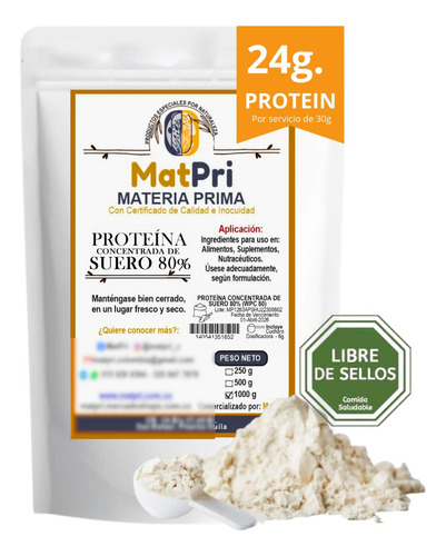 Proteína De Suero Wpc 80% 1kg - L a $114000