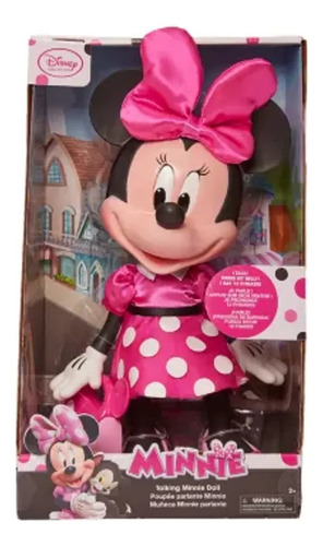 Boneca Disney Minnie Mouse Rosa Importada Fala 34cm