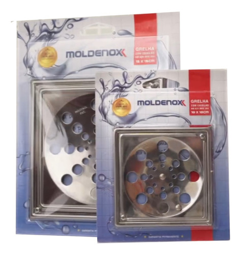 Ralo Grelha 03pçs 10x10cm C/caixilho. Aço Inox 304 Moldenox