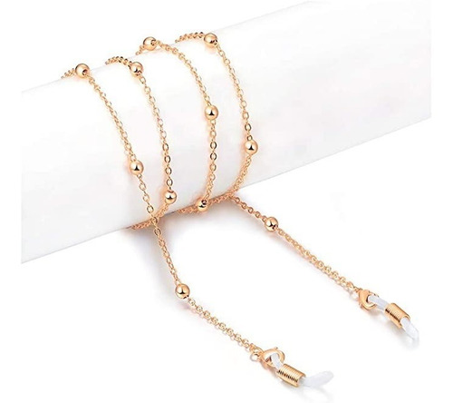 Cadenas Para Anteojos Color Dorado,cuentas Doradas, Dama