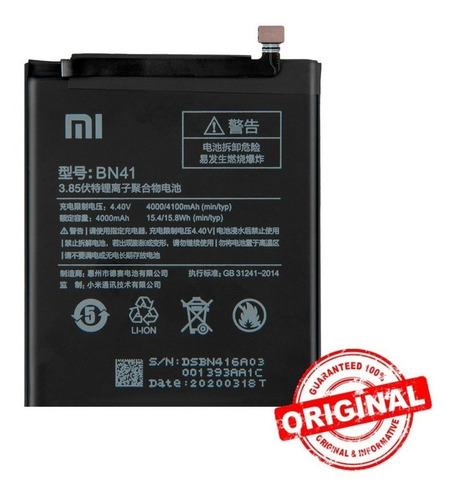 Batería Xiaomi Redmi Note 4, 4x Bn41 V. Global 100% Nueva
