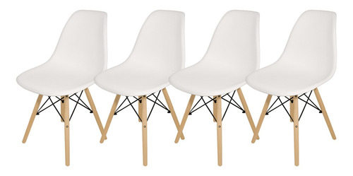 Sillas X 4 Comedor Plastico Patas Madera Diseño Eames Cuotas