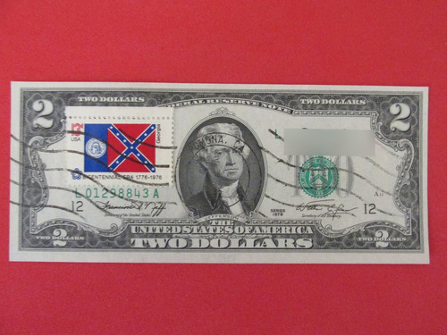  Billete 2 Dolares Stamp Estados Unidos Independencia 1976